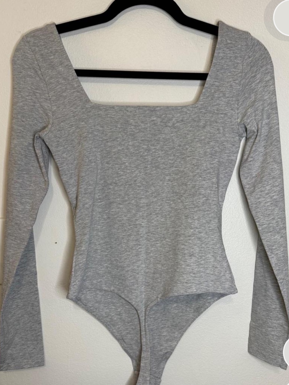 Aritzia Gray Long-Sleeve Square-Neck Bodysuit